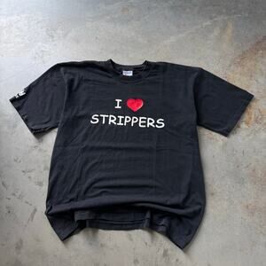 Vintage I Love Strippers Obscure Raunchy Word Tee Retro Graphic T-shirt Size XL